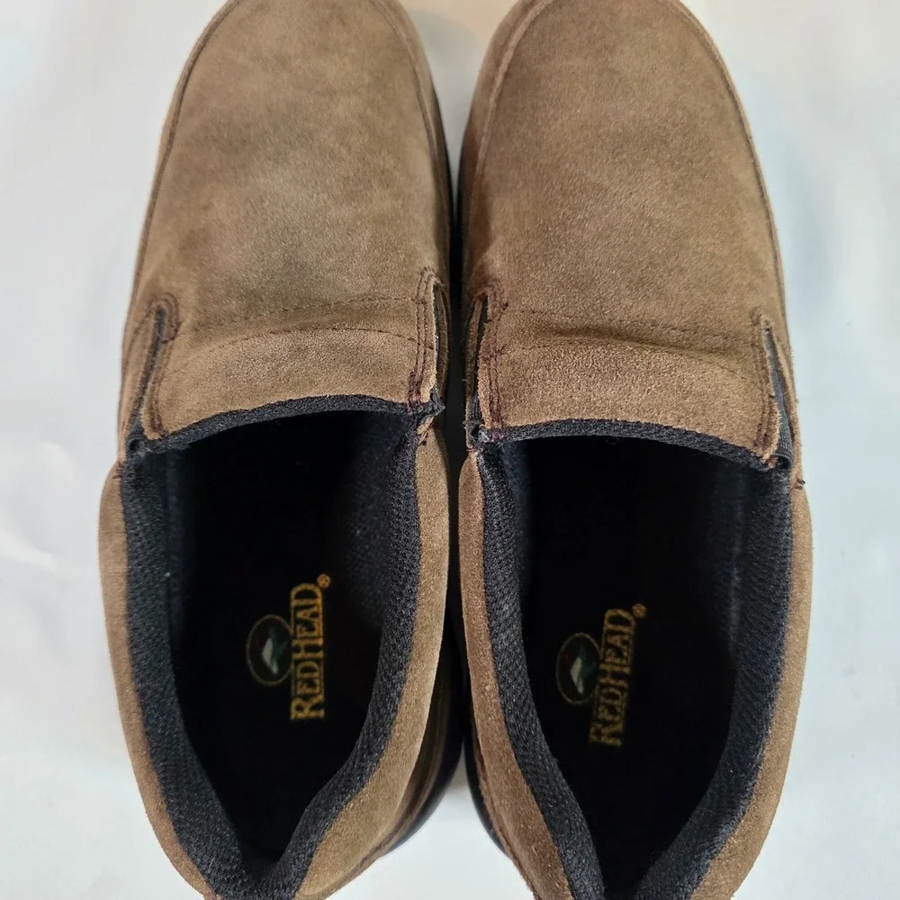 RedHead Dry Plus Mens 12M Brown Suede Slip On Shoes Rugged Moc Toe Trail Loafers